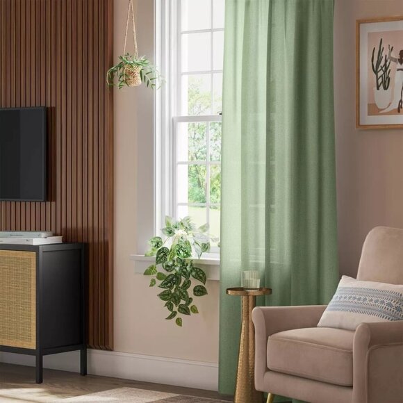 Threshold Farrah Sage Green Single Light Filtering Curtain Panel 54" x 63" - Picture 1 of 7